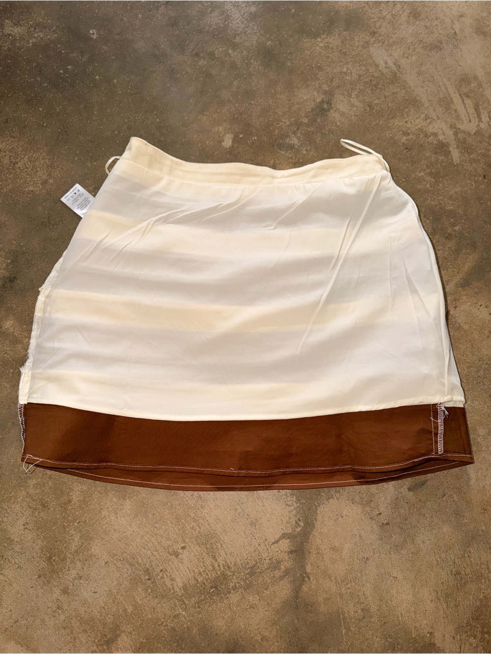 Strut & Bolt Brown Black Cream Striped Layered Mini Skirt M Boutique - Picture 6 of 10
